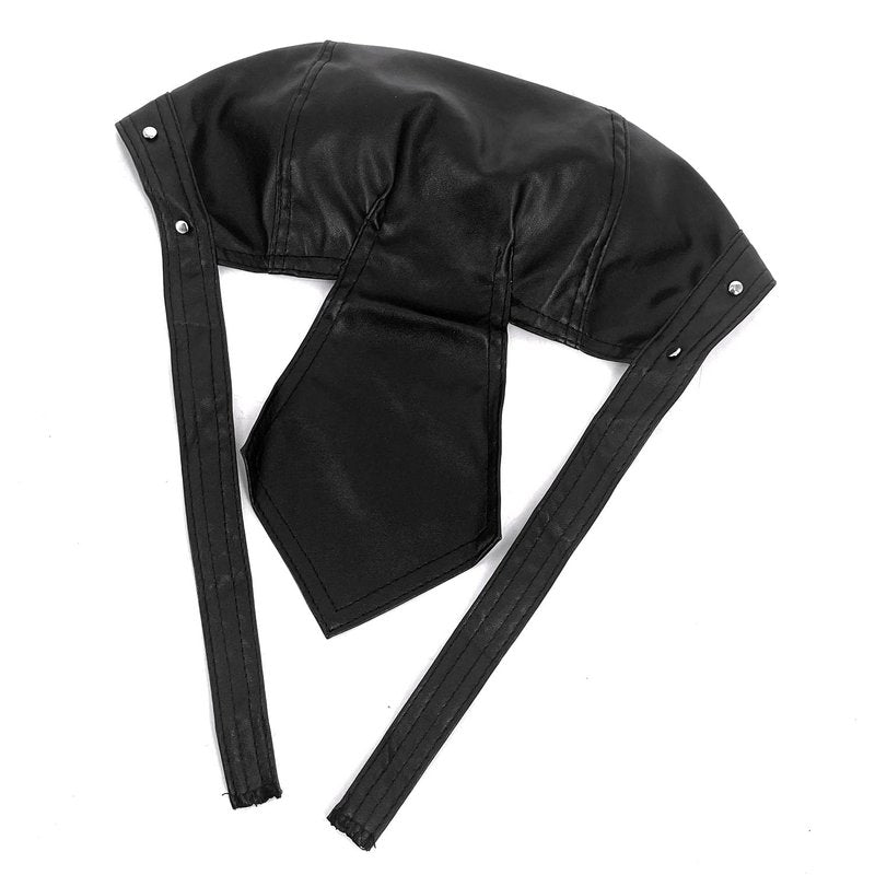 XIXTUT Leather Skull Cap Bandana Doo Do Rag for Women/Girl Biker Party Leather Studs Headwrap for Motorcycling Men Black