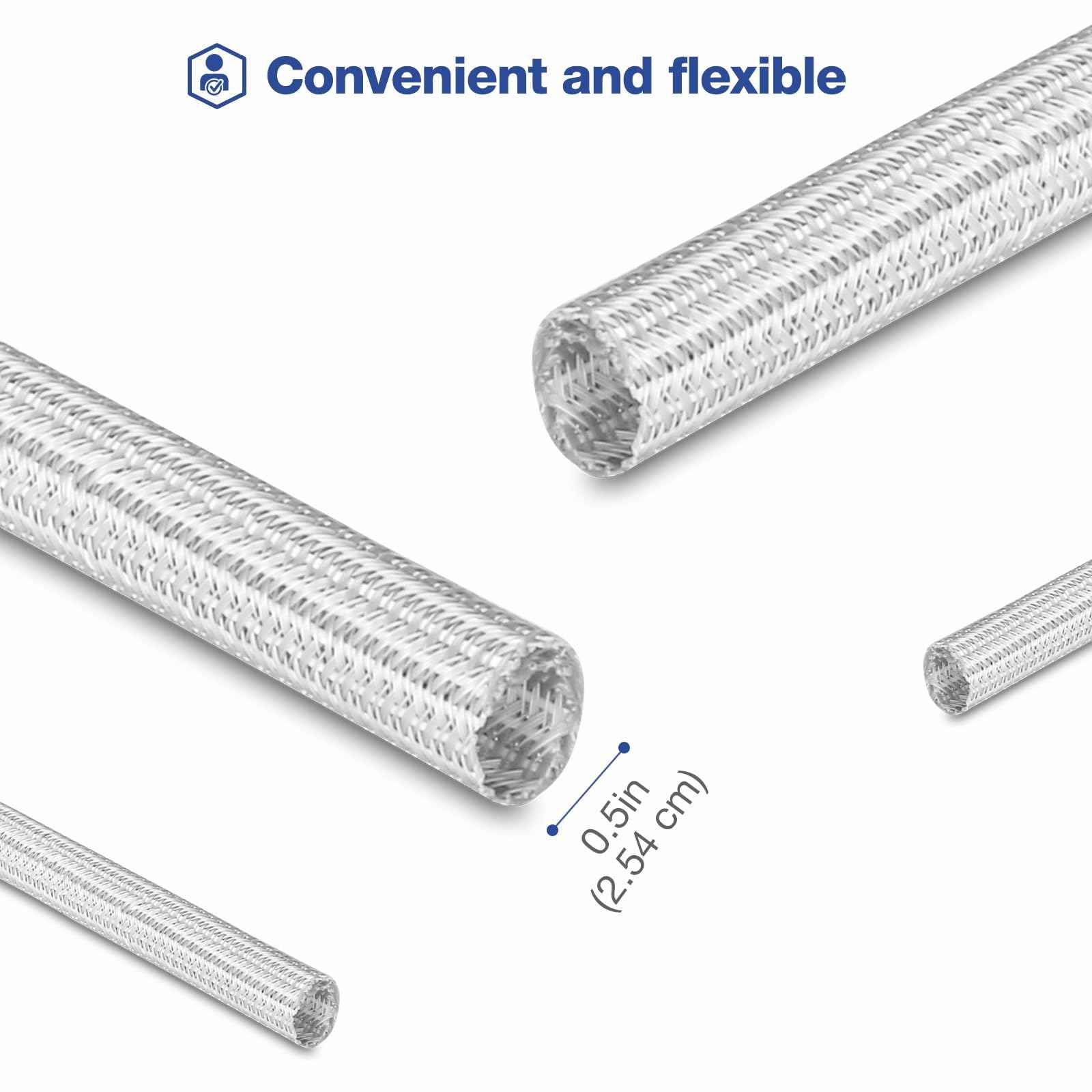 JOTO 1 Pack Cable Management Sleeve, 26 Feet Cord Organizer System with Zipper for TV Computer Office Home Entertainment, Flexible Cable Sleeve Wrap Cover Wire Hider System -Grey