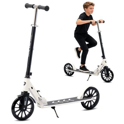 CUIOT Kick Scooter for Ages 6+,Kid, Teens & Adults, Foldable, Lightweight 8IN Big Wheel Scooters -Max Load 260 LBS, Height Adjustable, Bearing ABEC9,White