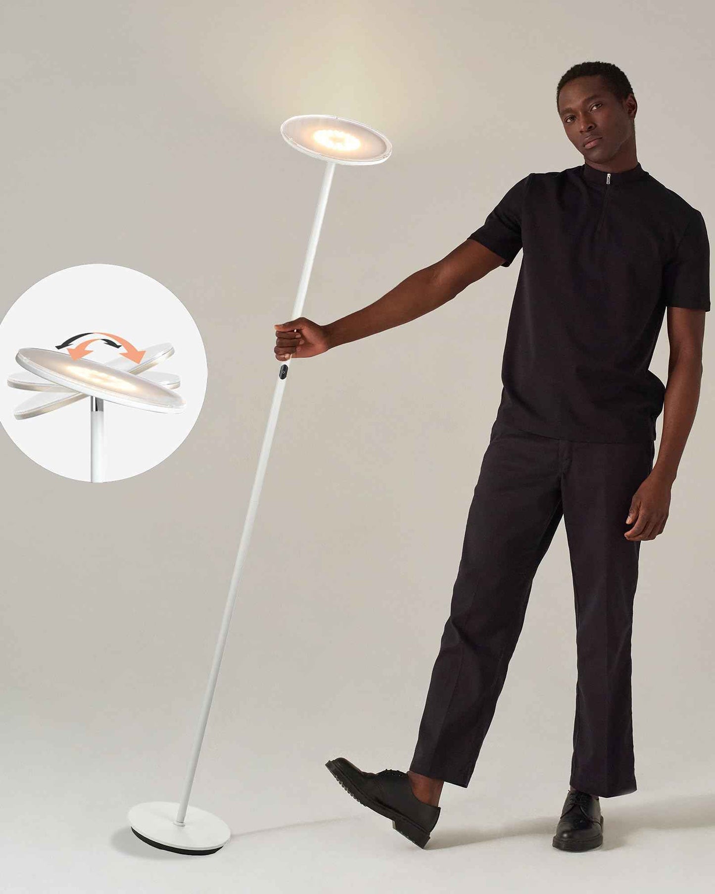 Brightech Sky LED Torchiere Super Bright Floor Lamp - Contemporary, High Lumen Light for Living Rooms and Offices - Dimmable, Indoor Pole Uplight for Bedroom Reading - White