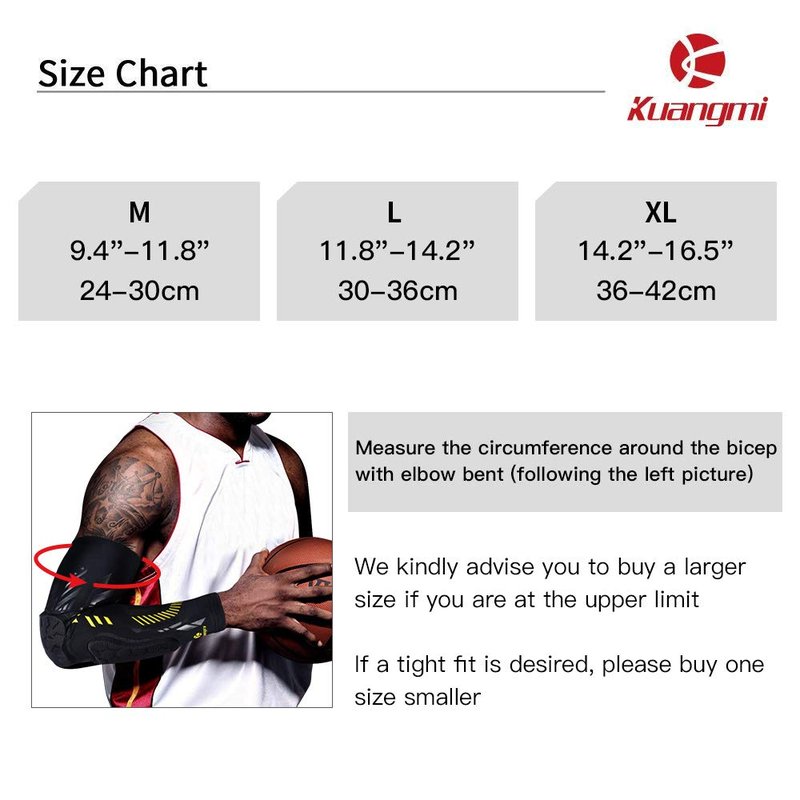Kuangmi Arm Sleeves Compression Elbow Pads Use for Sports and Daily Support (Black/Pair, M)