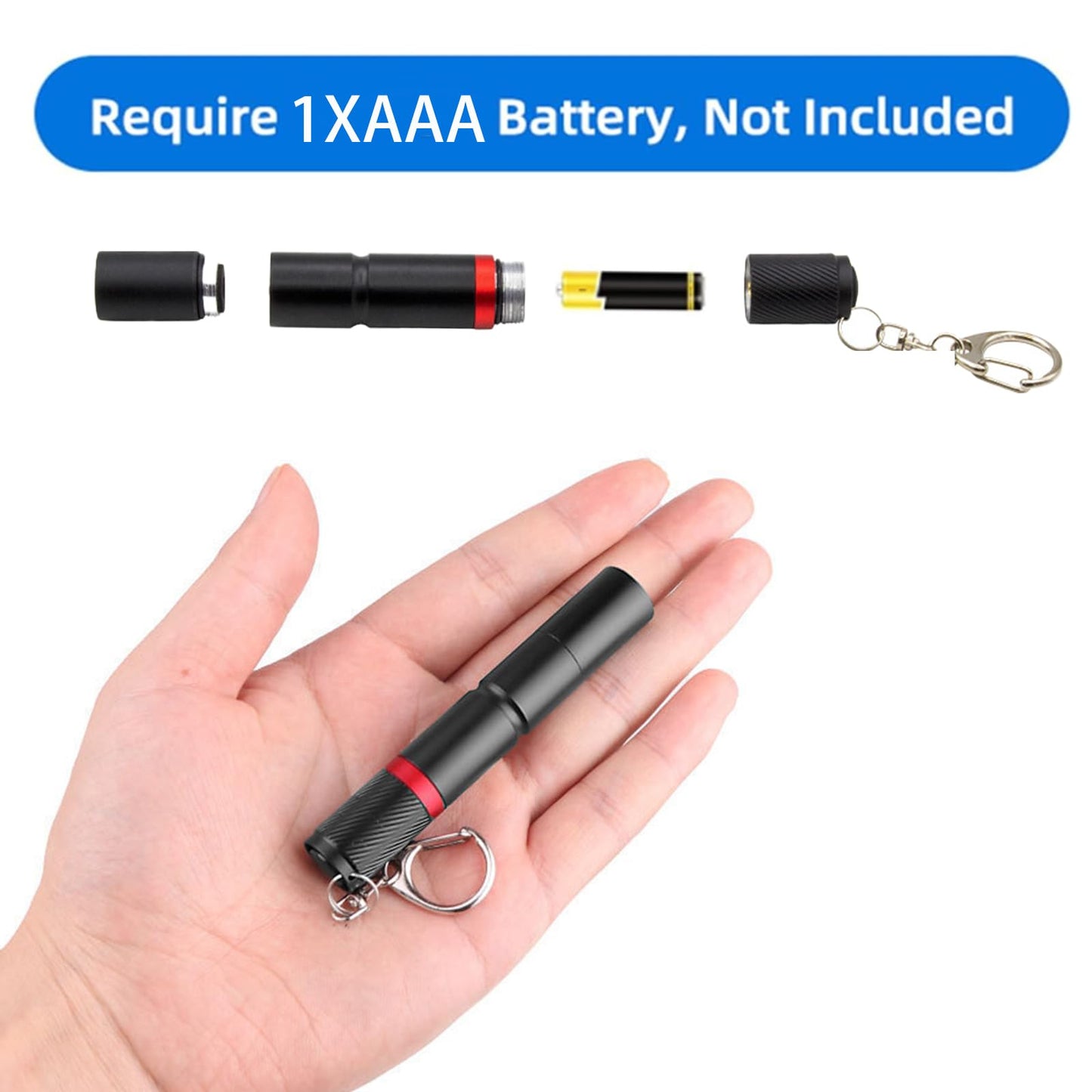 Hilngav 3 Pack Small Mini LED Keychain Flashlight, Single Mode AAA Battery Flashlights Portable Bulk EDC (Everyday Carry) Pen Flash Light, Key Chain Pen Flashlights for Work, Emergency, Pocket