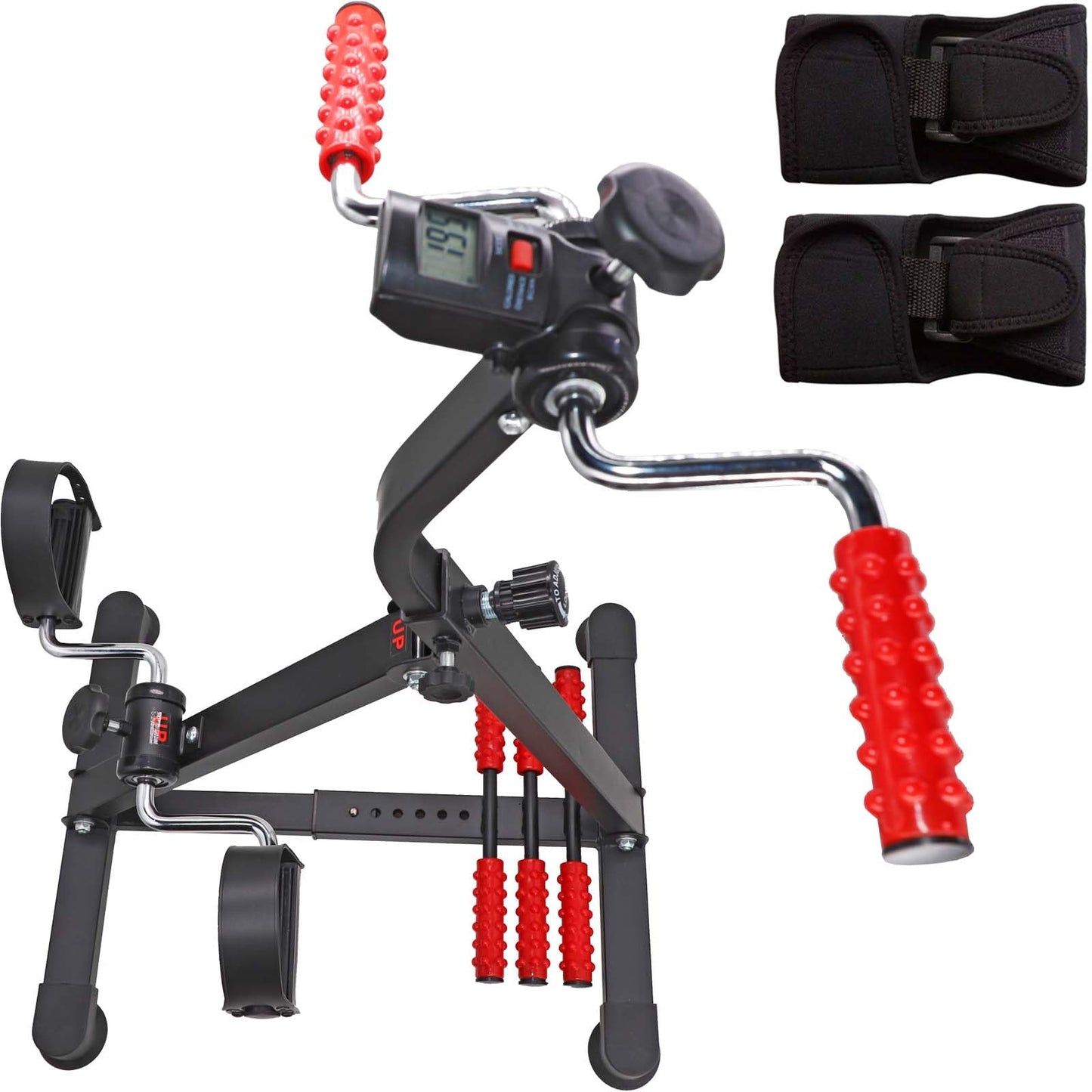 Pedal Exerciser Bike Hand Arm Leg and Knee Peddler Adjustable Fitness Equipment for Seniors, Elderly Home Dual Pedal Exercise Bike for Total Body, with Monitor - Great Gift for Elderly Rehab