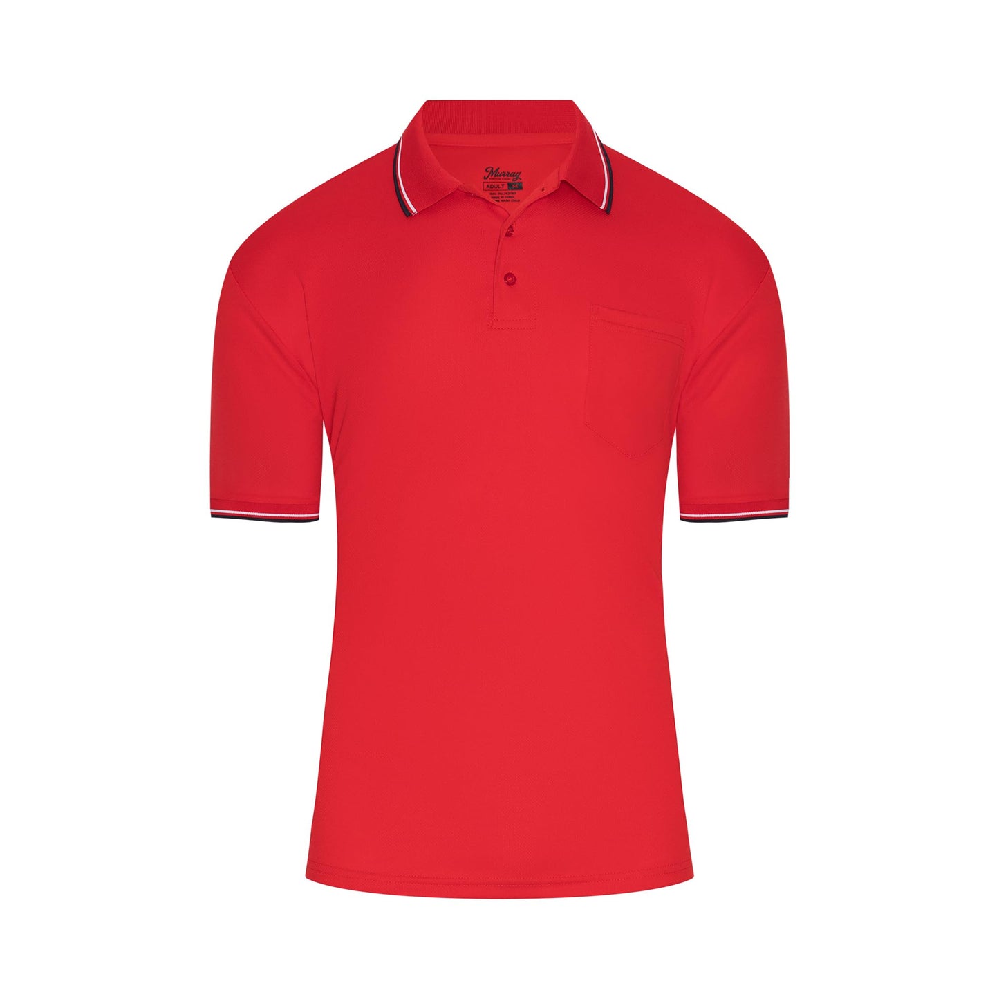 Murray Sporting Goods Short Sleeve Polo Baseball and Softball Umpire Shirt - Sized for Chest Protector (Red, X-Large)
