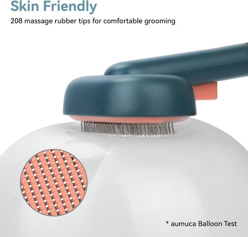 Aumuca Self-Cleaning Slicker Brush - Gentle Pet Grooming Tool for Dogs & Cats | Efficient Hair Remover