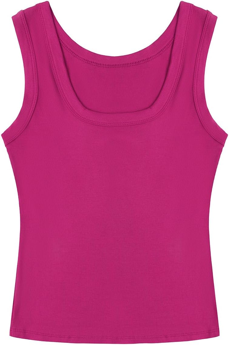 SVALIY Women's Fitted Summer Tank Top - Square Neck Ribbed Sleeveless Shirt | 2024 Collection