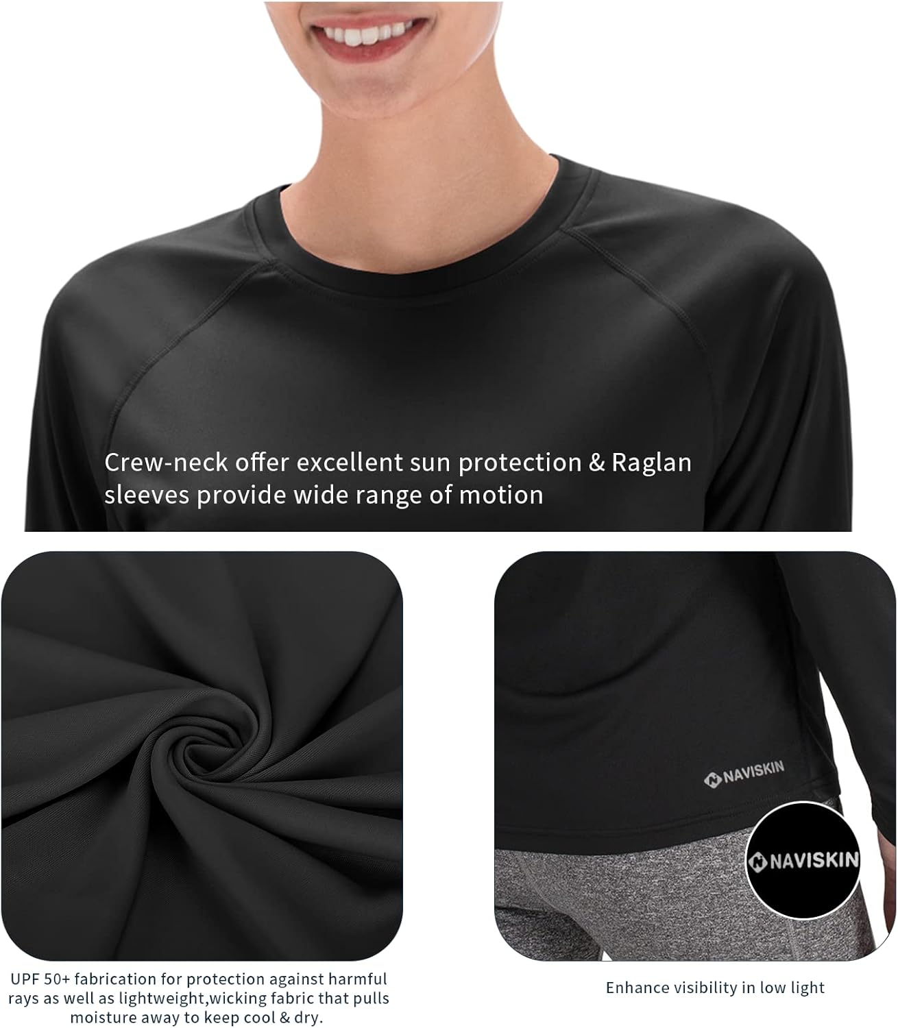 NAVISKIN Women's Long Sleeve Rash Guard - UPF 50+ Sun Protection, Quick Dry, Lightweight Hiking Shirt