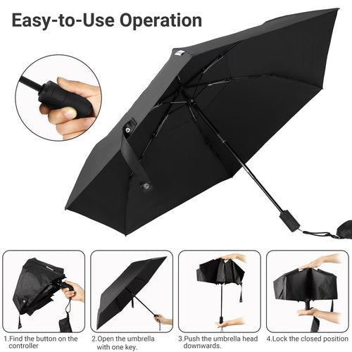 Deepinlife Folding mini windproof travel Umbrella wind vented compact Superior Light weight Portable Automatic Folding Rain Umbrella Durable Premium Grip Fits Car & Backpack double layer windproof