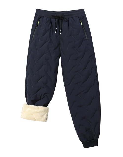 HONCAN Men's Winter Snow Pants Sherpa Lined Sweatpants Thicken Warm Fleece Pants Sports Jogger Pants(5518-D.Blue34)