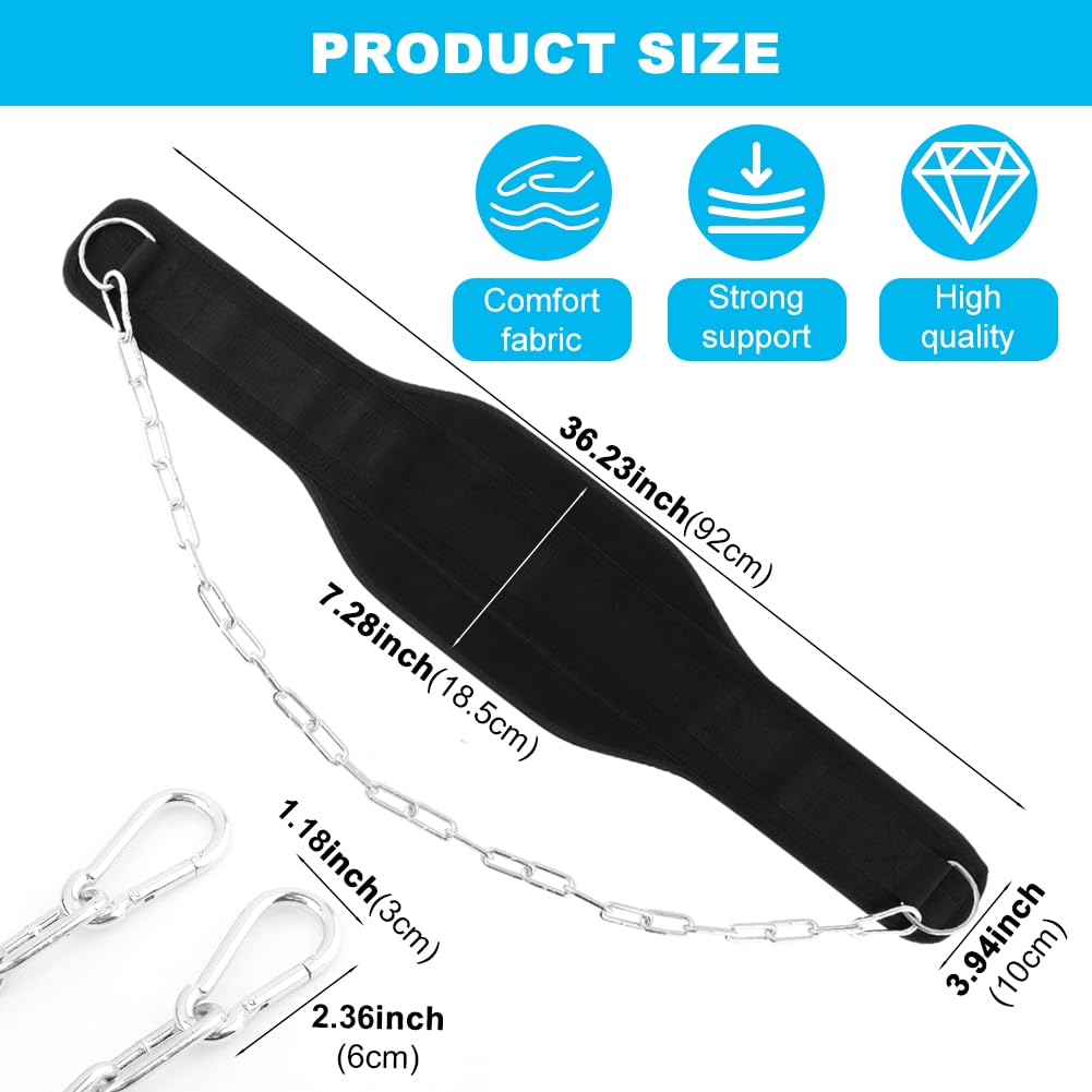 Dip Belt With Chain,Weightlifting Belt or Pull-Ups, Powerlifting, Squats, and Bodybuilding,550lbs - 650lbs Weight Capacity