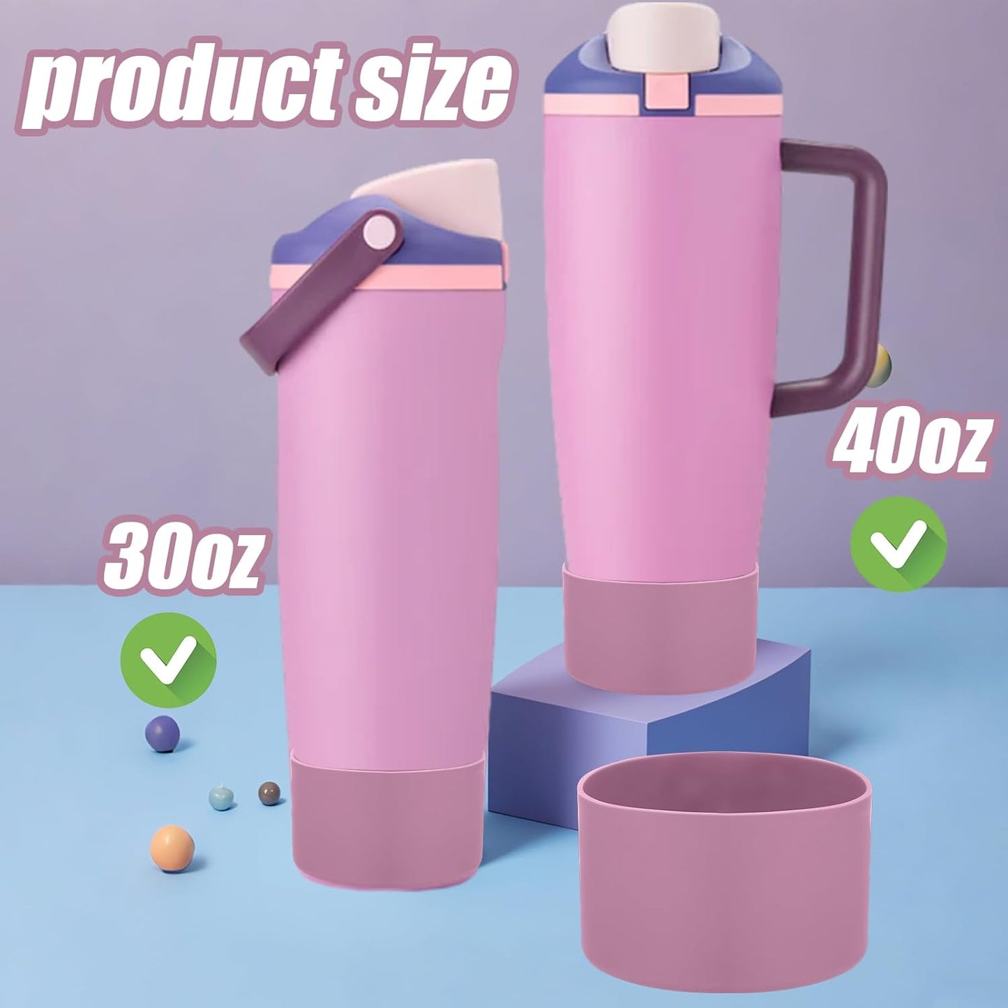 Mity Rain Silicone Protective Boots for Owala 30oz & 40oz FreeSip Sway Bottles - Prevent Scratches & Enhance Stability (Aubergine)