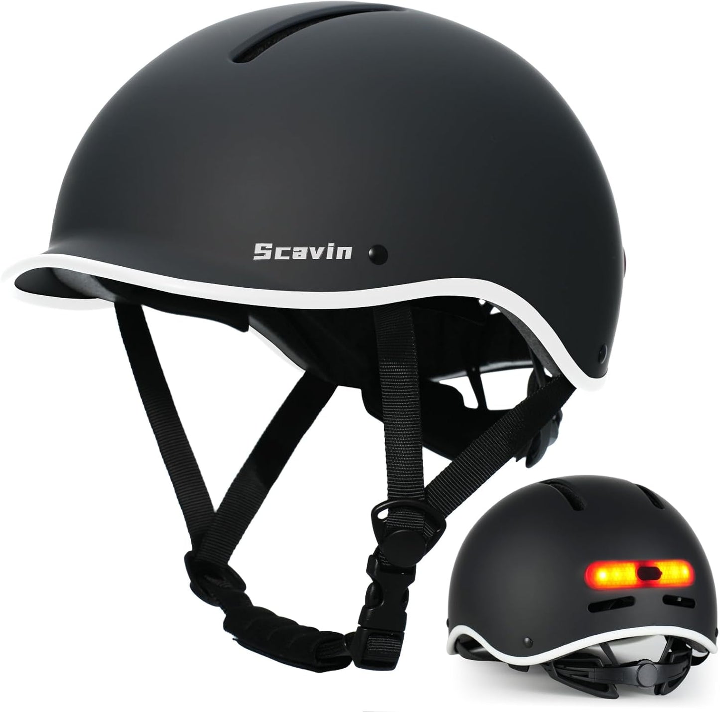 Skiennix Bike Helmet - Adjustable Cycling Helmet with Rechargeable Rear Light | Safety Certified for Adults