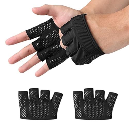Fitness Exercise Gloves, Silicone Non-slip Four Finger Weightlifting Protection Gloves, Men Women Callus Guard Workout Grip Gloves, Protect for Power Cross Training Lifting Hanging Cycling Yoga (S)