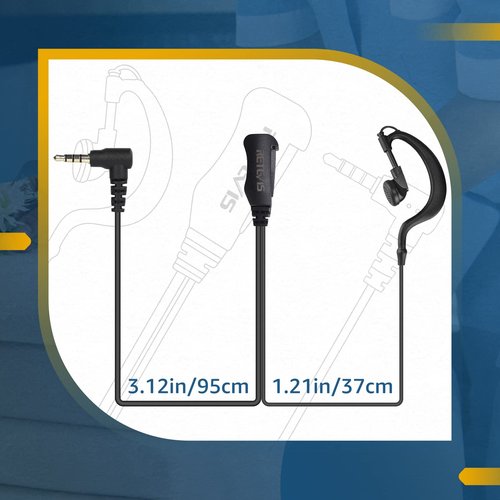 Retevis RT22P Walkie Talkie Earpiece with Mic, 3.5mm Two Way Radio Earpiece 1 Pin, Compatible RT22P RB19 RB19P B3H B3B Walkie-talkies, Soft C-Type Earhook Two Way Radio Earpiece(1 Pack)