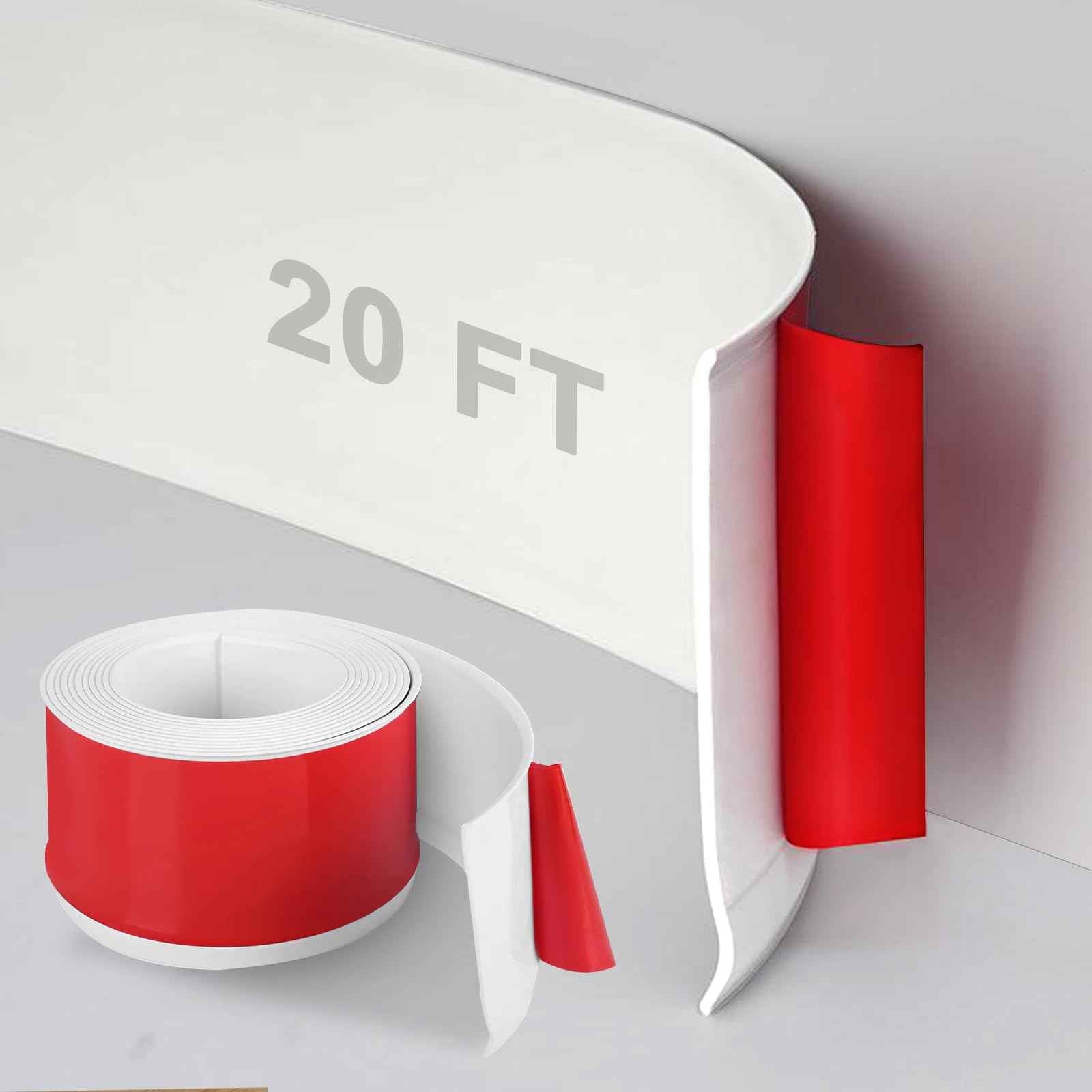 DSGL Flexible Baseboard Molding Trim, 4 in x 20 Ft Self-Adhesive Vinyl Wall Base,Peel and Stick Rubber Wall Base Moulding Trim (White)