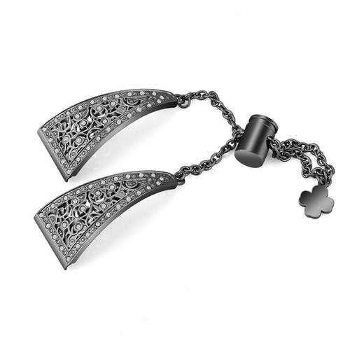 FitTurn Compatible with Amazfit Bip 6/Bip 5/Pace/Cheetah/Stratos 2 3/GTR 4/GTR 3/GTR 3 Pro/GTR 2/GTR 2e/GTR 47mm Band, Replacement Bling Metal Strap Stainless Steel Metal Jewelry Bangle Wrist Strap Bracelet Rhinestone (Black)