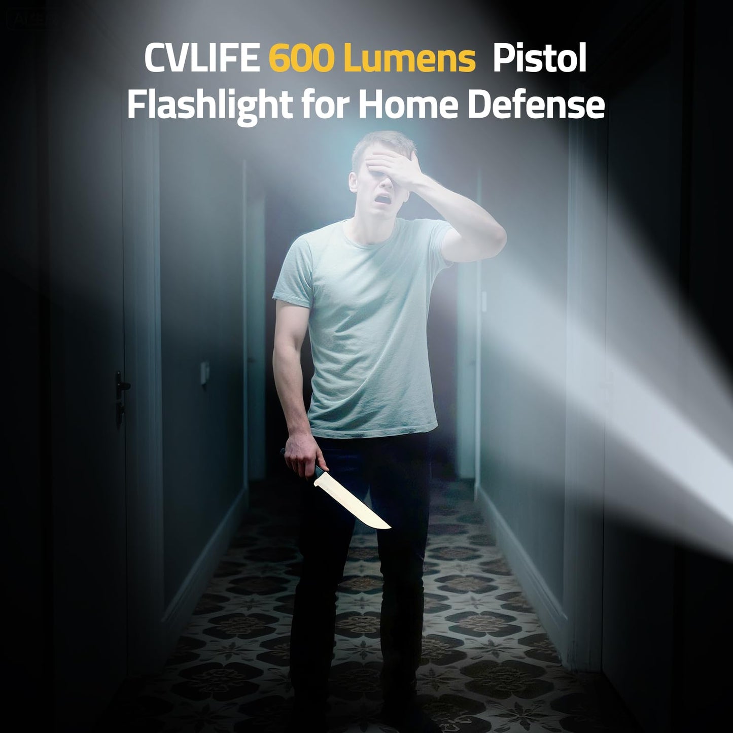 CVLIFE 600 Lumens Pistol Light Laser Combo - Rechargeable Slide Rail Gun Light Compatible with Glock and Picatinny Rail. Pistol Flashlight with Red Laser for Home Defense, Range Training, Hunting
