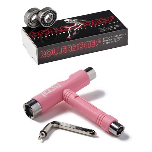RollerBones Bones Roller Bones Skate Bearings with CCS Skate Tool (Rollerbones W/Pink CCS Skate Tool)