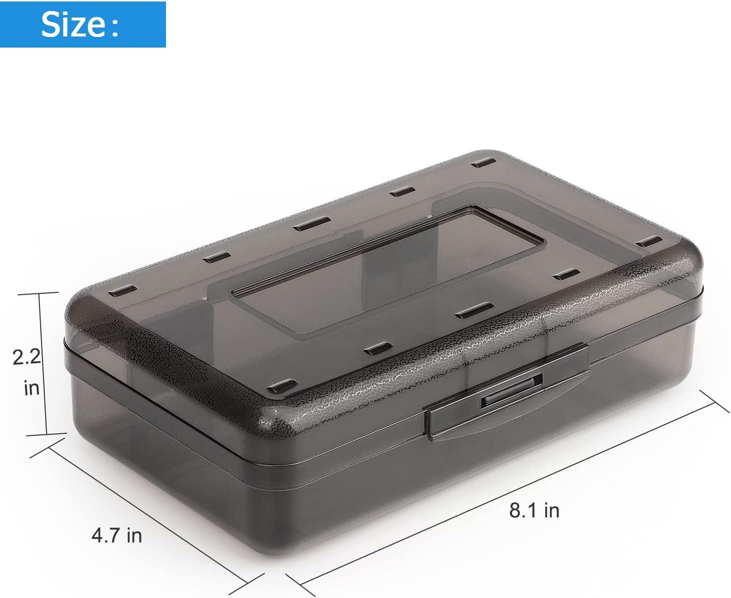 Tamaki Large Capacity Clear Pencil Box - Stylish Stackable Storage Organizer | Black