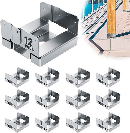 Heavy-Duty 6-Pack 6x6 Post Base Anchors - Adjustable Galvanized Bracket Kit for Decks & Patios