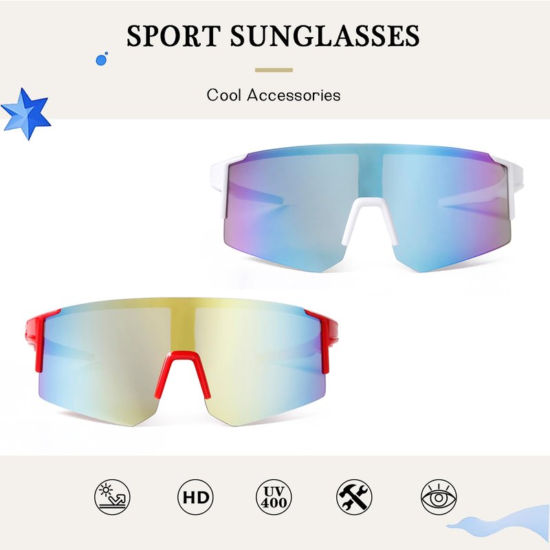 VIA LEECA Youth Baseball Sunglasses Boys Girls Kids Age 6-12 Softball Cycling Sports Beach Football Running Sun Glasses UV400 Protection Mirror Lens Lightweight Red White Frame