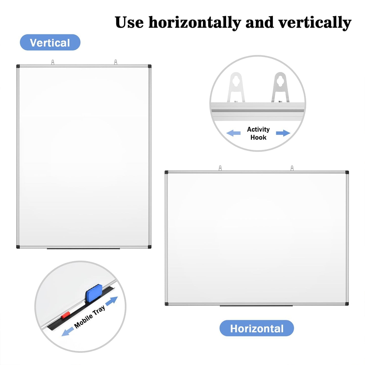 Magnetic Dry Erase Whiteboard 36 x 24 Inch - Small White Board, Silver Aluminum Frame Wall-Mounted, Magnetic Eraser, 2 Pens, Detachable Marker Tray, 6 Magnets for Office, School