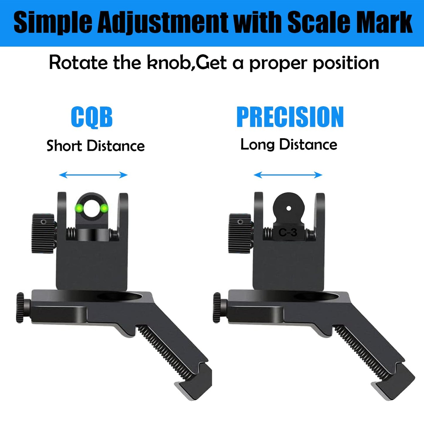 Socpuro 45 Degree Offset Fiber Optic Iron Sights, Flip Up Front and Rear Sight Backup Sight with Green Red Fiber Optics Dots