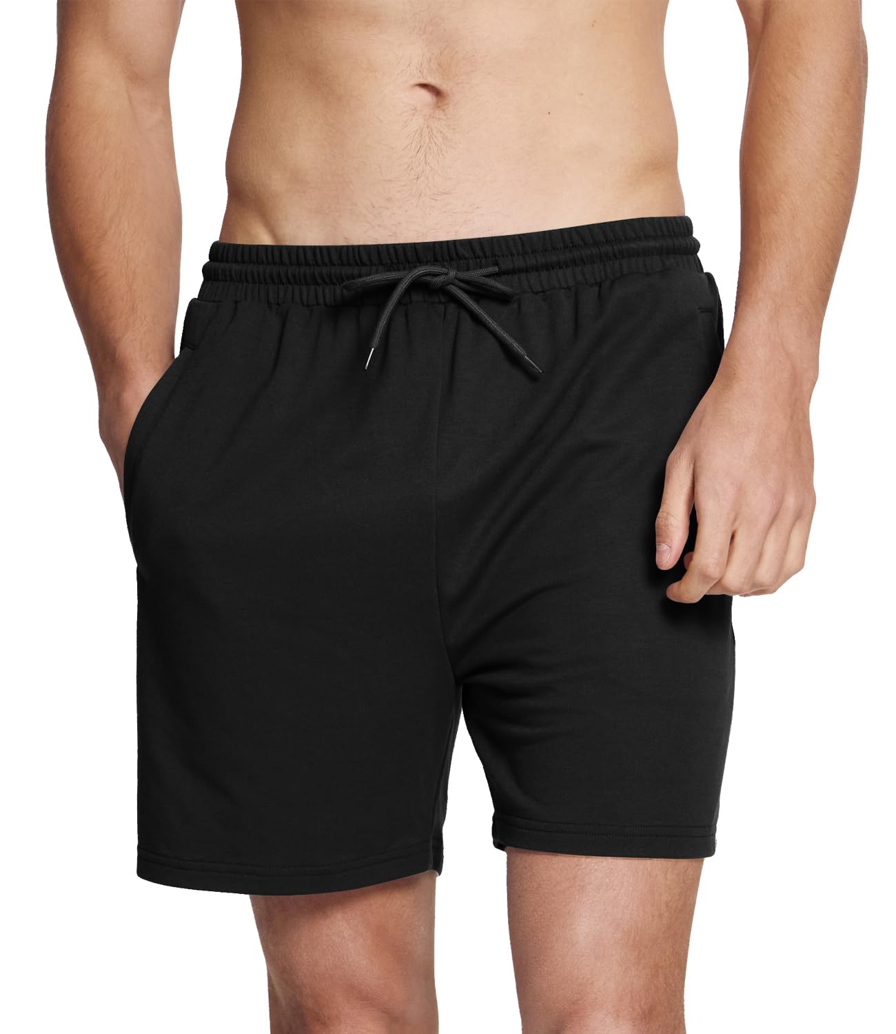 BAMBOO COOL Men's Athletic Shorts Dry Loose-Fit Running Workout Gym Shorts Breathable Lightweight Activewear with Pockets A-Black