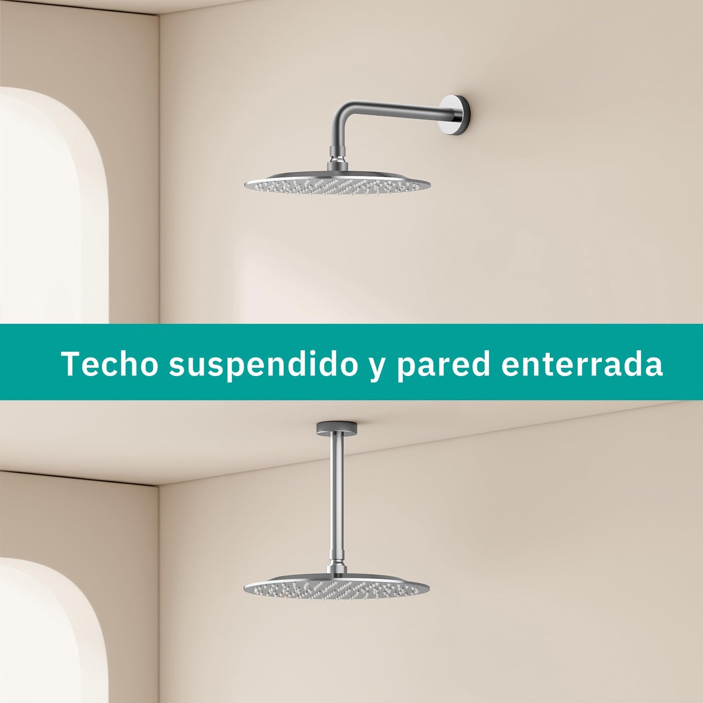 AULEEND All Metal Rain Shower Head - Heavy Duty Stainless Steel, Easy Install, High Water Flow, Ultra-Thin Modern Design for Bathroom (Chrome, 10)