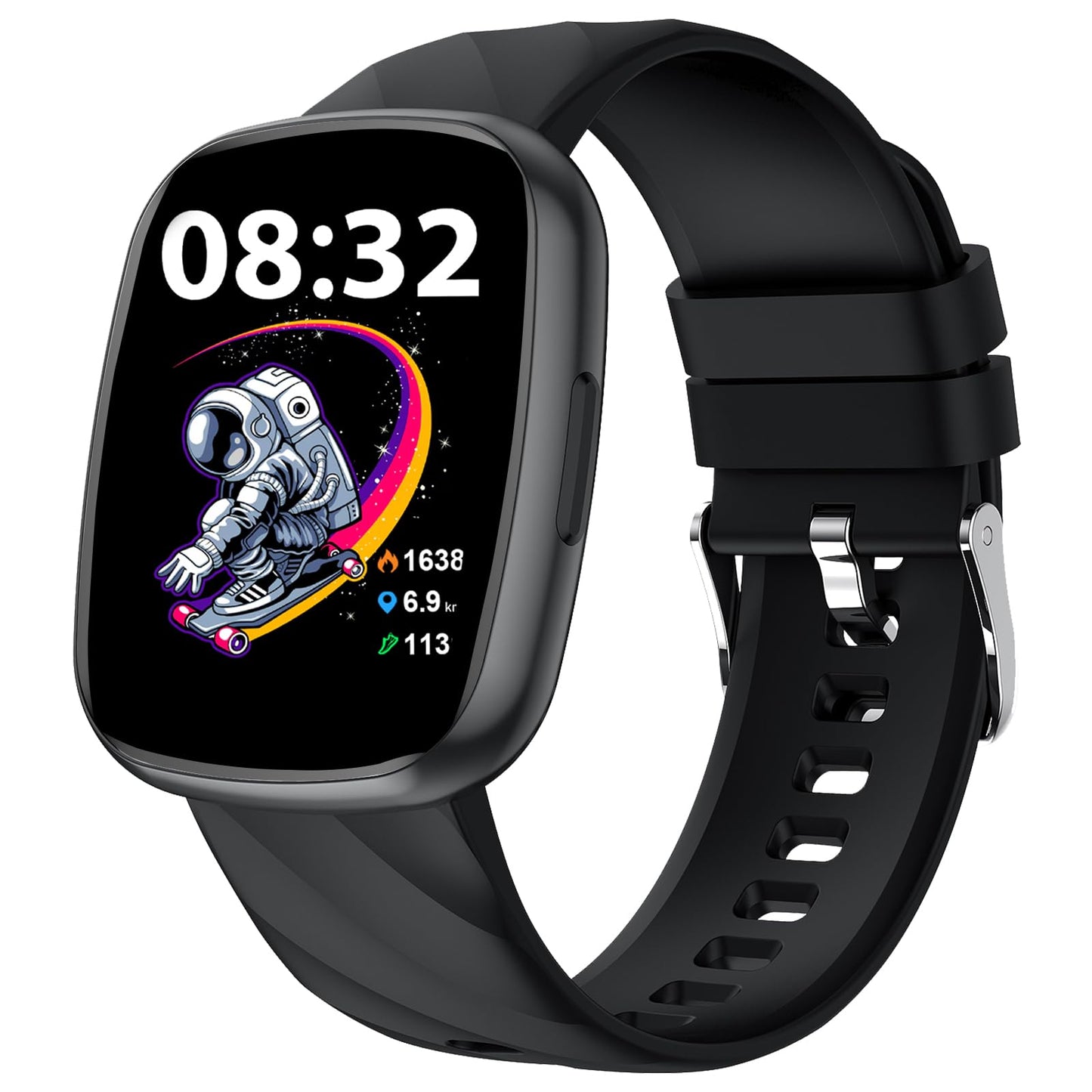 Smart Watch for Kids, Fitness Tracker with Pedometer, 100+ Sport Modes, Heart Rate, Sleep Monitor, Spo2, Calorie Step Counter, Fitness Watch 1.75"HD, Birthday Gifts for Girls Boys Teens 5-16 Black