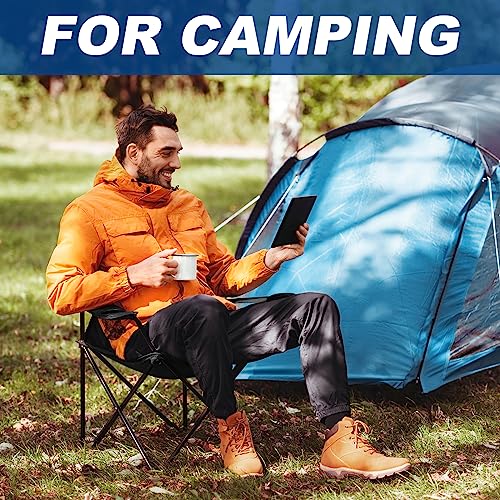 WEIDIORME 2-Pack Black Lightweight Folding Camping Chairs for Adults & Teens - Small Size, Portable, Compact with Carry Bags