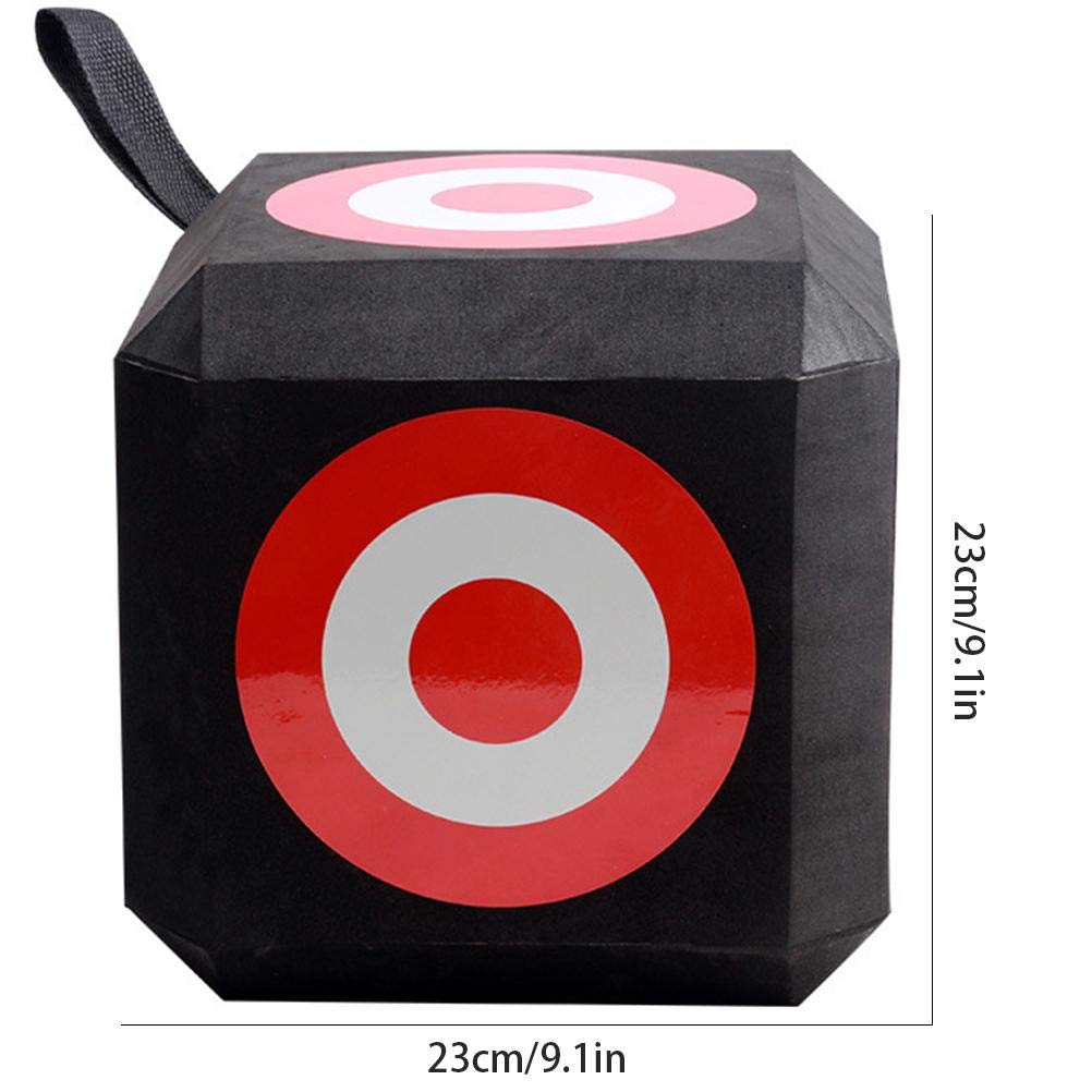Srliya 6-Sided EVA Archery Target Cube Durable Self Healing Foam Block for Recurve Bow, and Practice, Portable Archery Target with Carry Handle (Figure)