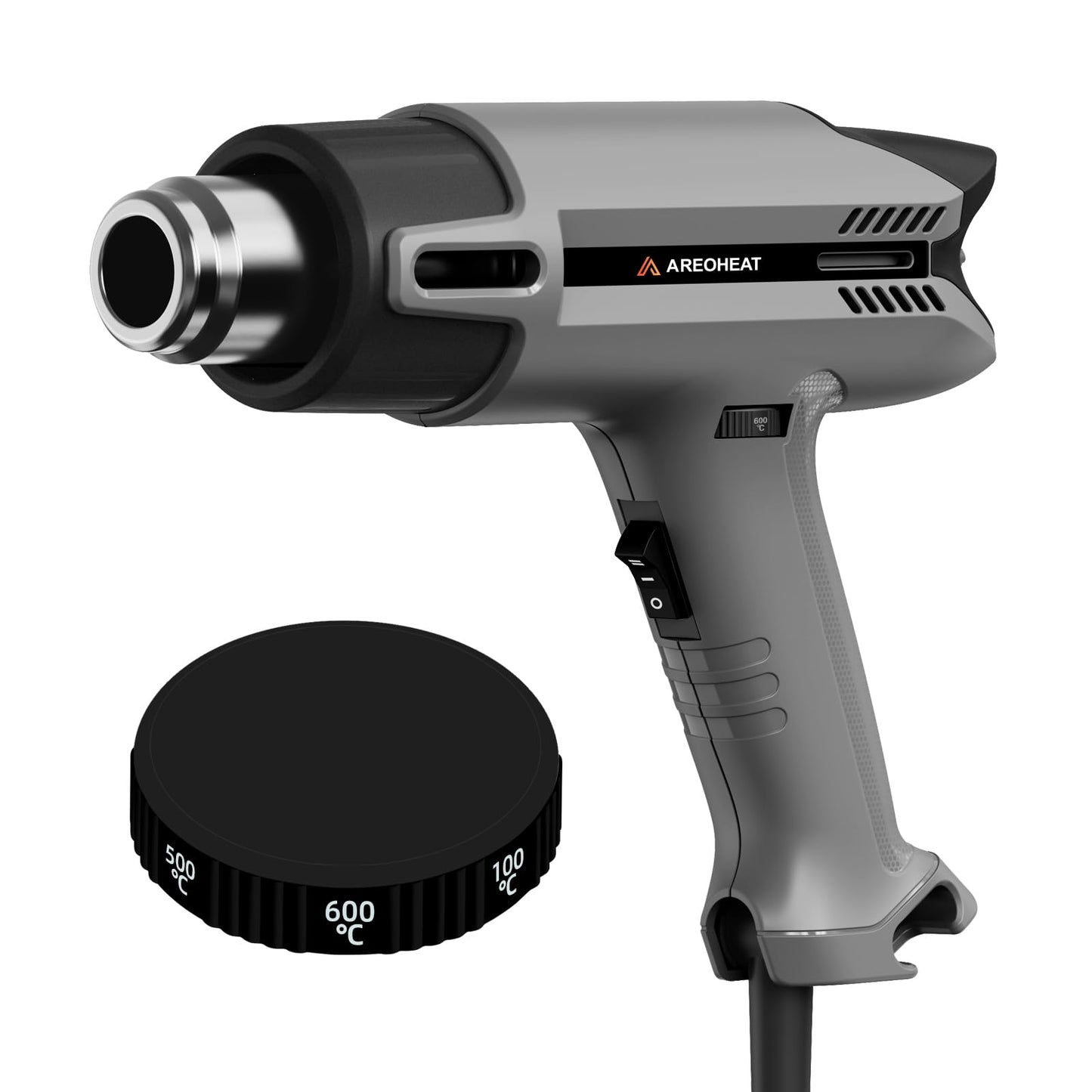 AreoHeat Heat Gun with 6 Precise Temperature Settings 100-600°C (212-1112°F) Fast Heating Hot Air Gun with 2 Settings Control, Speed-Up Cooling, Compact & Lightweight Design