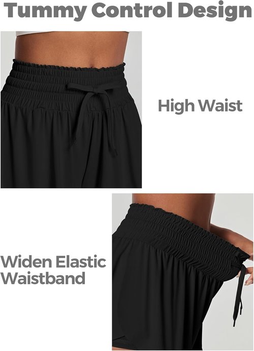 IUGA High Waisted Athletic Shorts - Flowy Butterfly Design with Pockets for Running & Tennis