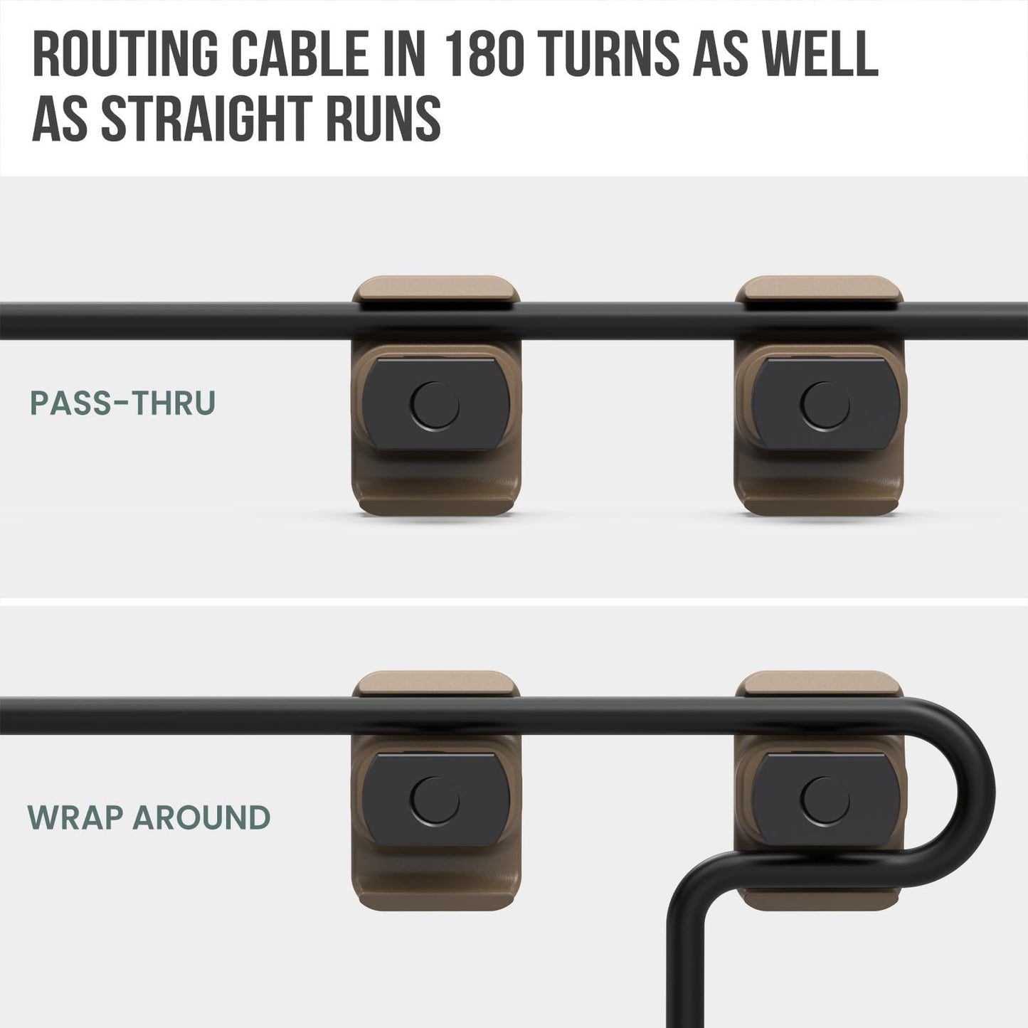 Guardtier CGM909 Pressure Switch Cable Guides Compatible with M-LOK System, Flashlight Laser Wire Management Clips 8 Pack - Black (Earth Tan)