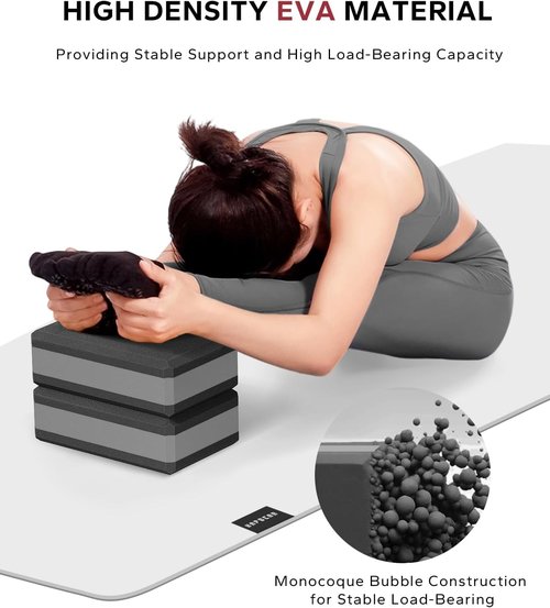 HAPBEAR Yoga Blocks - High-Density EVA Foam, Non-Slip Texture, 9x6x3in | Perfect for Deep Stretching & Pilates