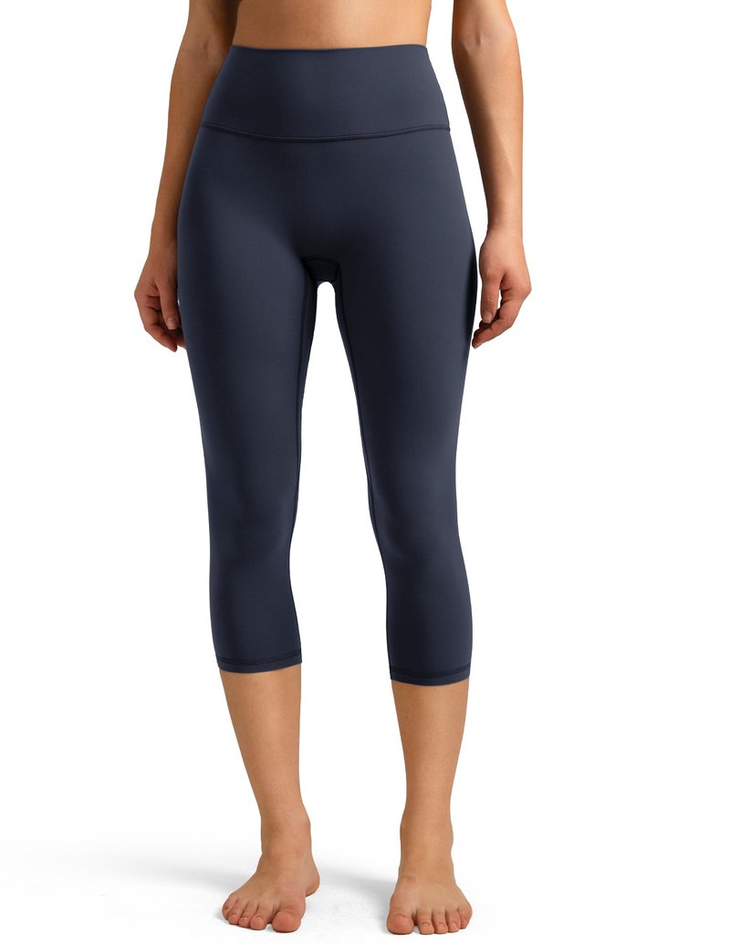Colorfulkoala Dreamlux No Front Seam Leggings for Women High Waisted Capris 21" Inseam Yoga Pants (Blue Ink, M)