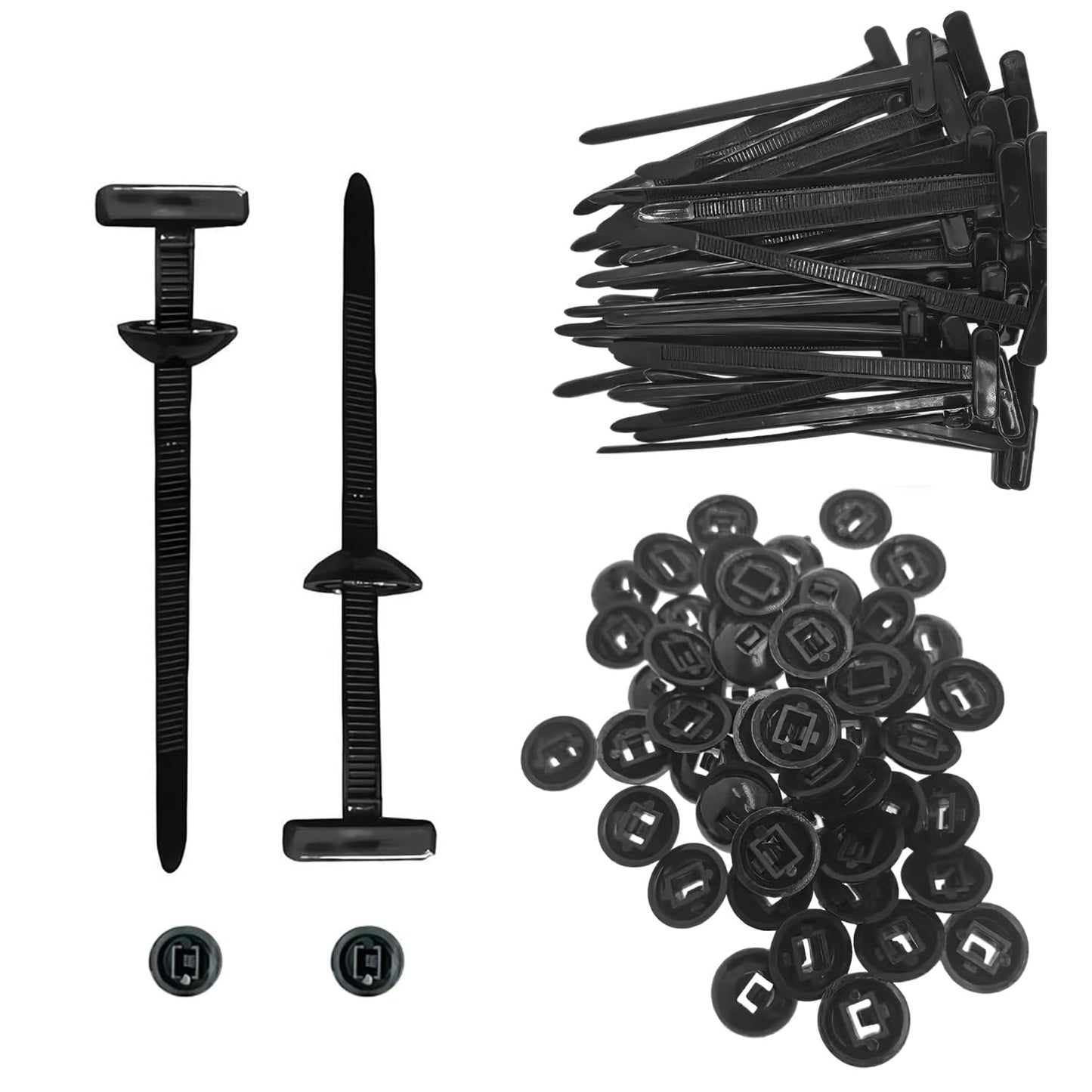 100Pcs Nylon Universal Cable Tie Buckle,2025 New Heavy Duty Self-Locking Nylon Zip Ties Holder,Multipurpose Plastic Cable Ties Tool for Car Daily Repair