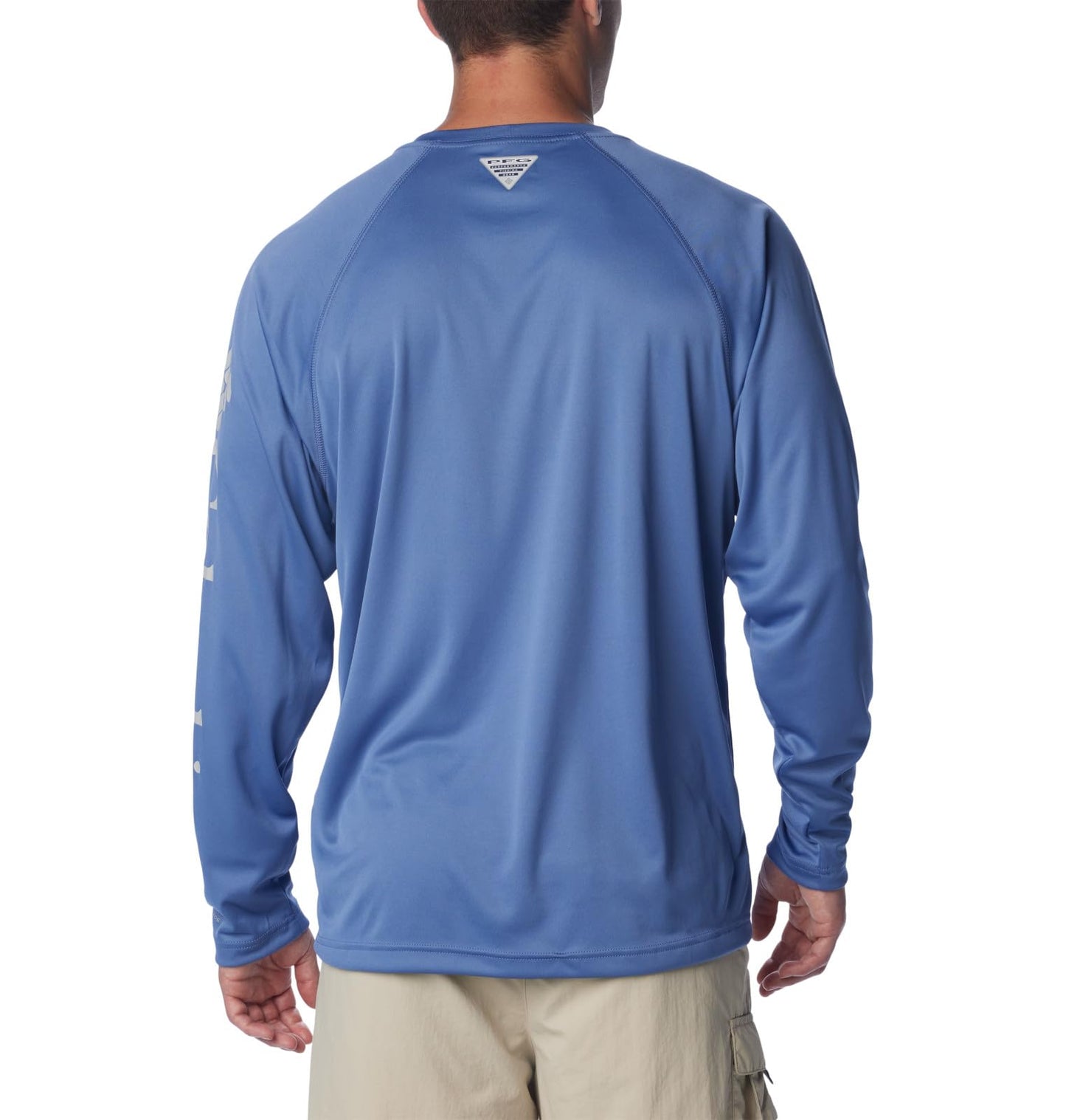 Columbia Men's Terminal Tackle Long Sleeve Shirt, Bluebell/Cool Grey Logo, X-Small