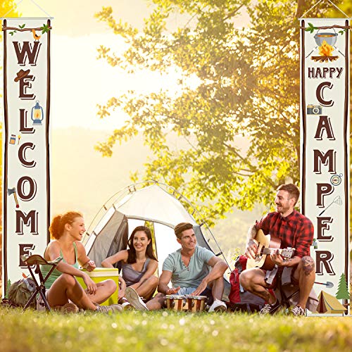 Camping Party Banner Set - Welcome & Happy Camper Banners for Outdoor Celebrations