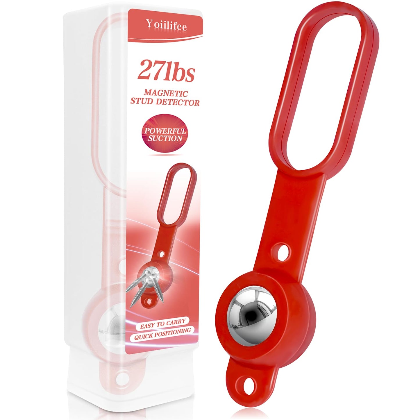 Magnetic Stud Finder with 27 Pounds of Pull Power, No Batteries Required Wall Scanner for Drywall, Wood, Plywood, Ceramic Tiling - Detect Metal, Nails, Screws - Studball 52300