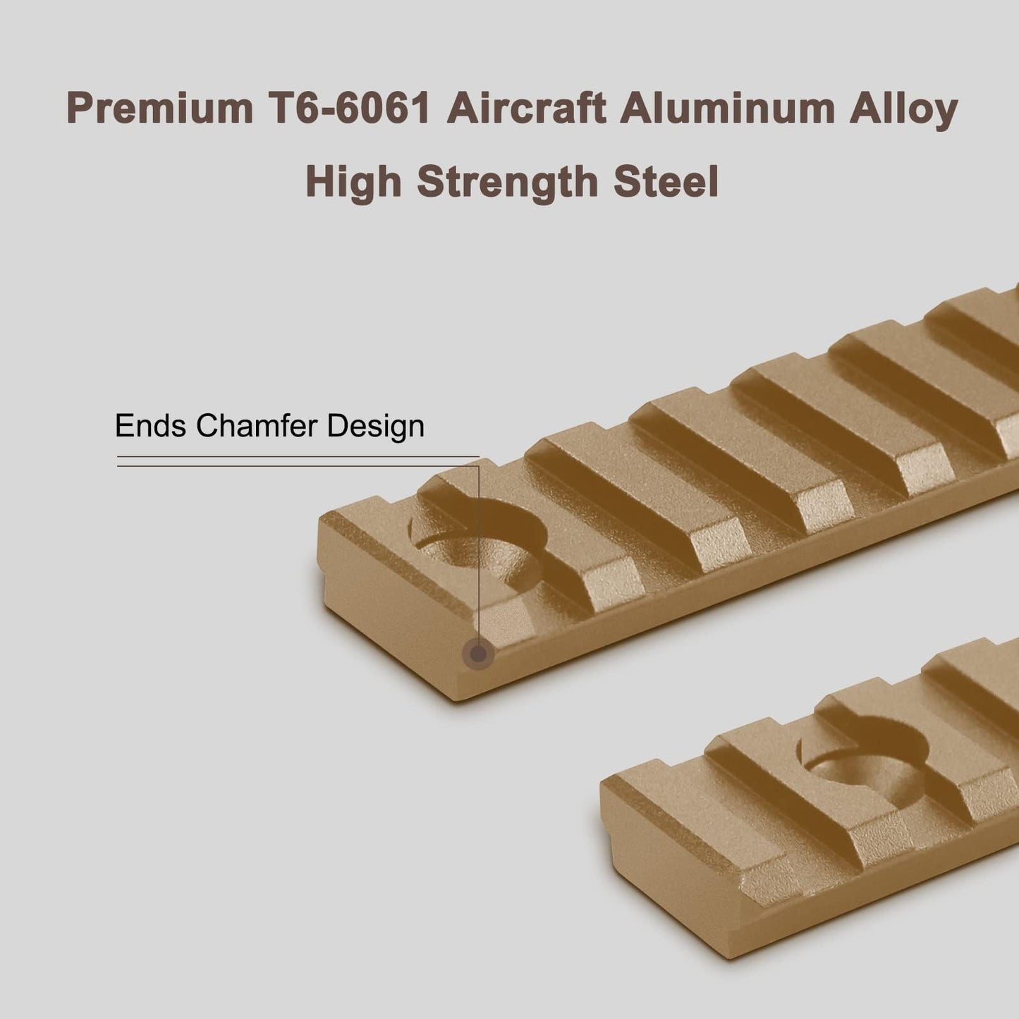 Bontok Single Picatinny Aluminum Accessory Rail Set 3 5 7 9 11 13 Slots with 13 T-Nuts & Screws, 6 Wrench (Squared Corner)