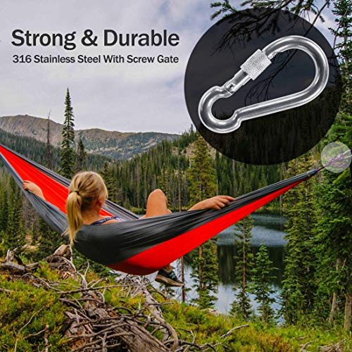 PROND Heavy Duty Locking Carabiners 316 Stainless Steel, Black - 2.7 Inch, 2 Pack