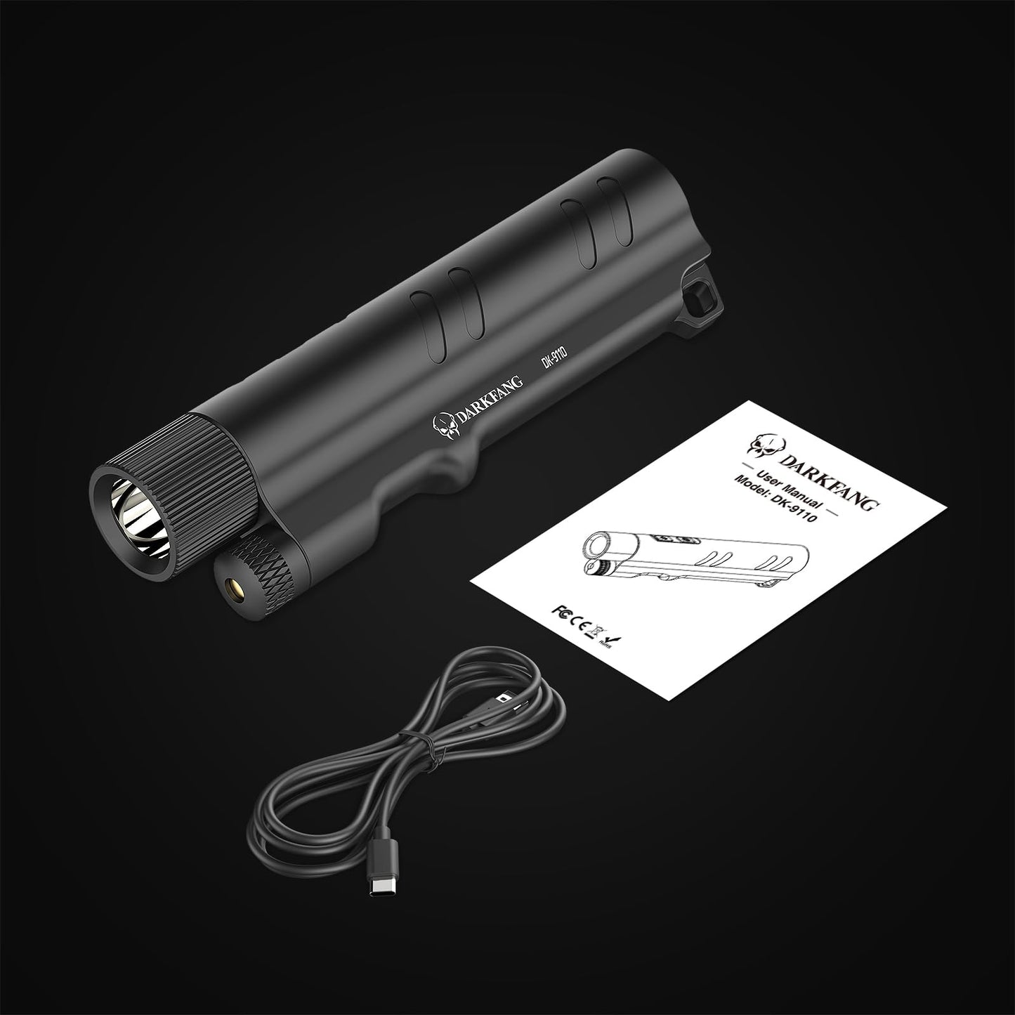 DARKFANG 1500 Lumen Handheld Flashlight with Green Laser Pointer