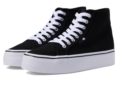 DC Women's Manual Hi Platform Skate Shoe,Black/White,7.5