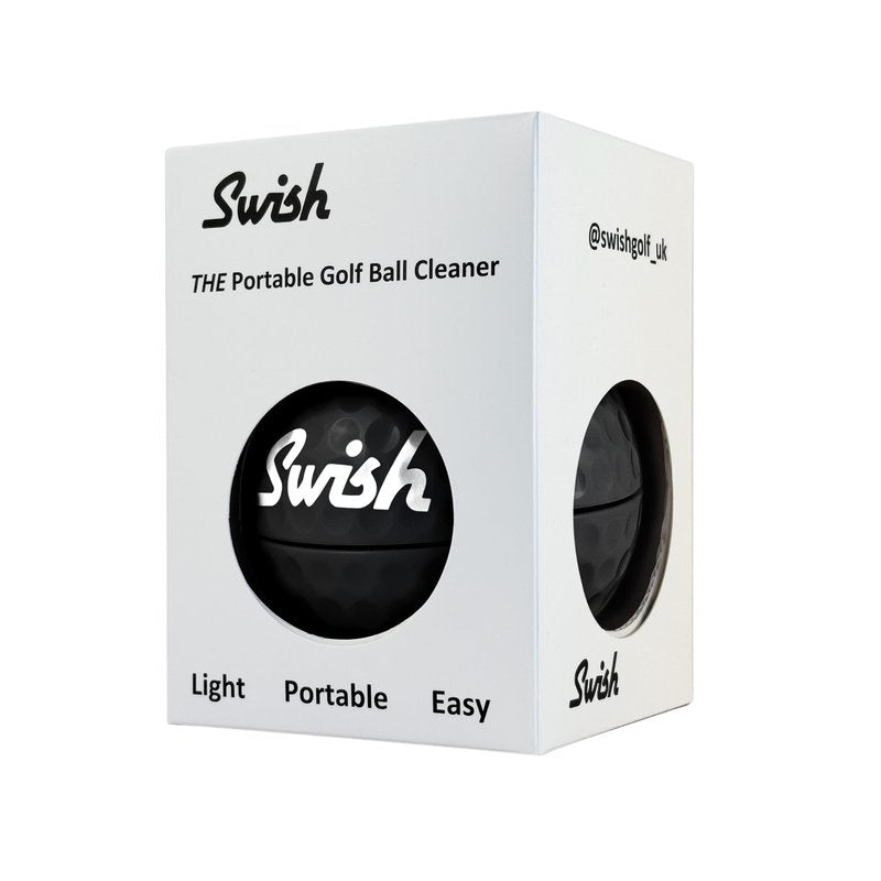 Tharos Distribution Swish Portable Golf Ball Cleaner for Golf Bag or Cart - Best Golf Accessories - Gifts (Black)