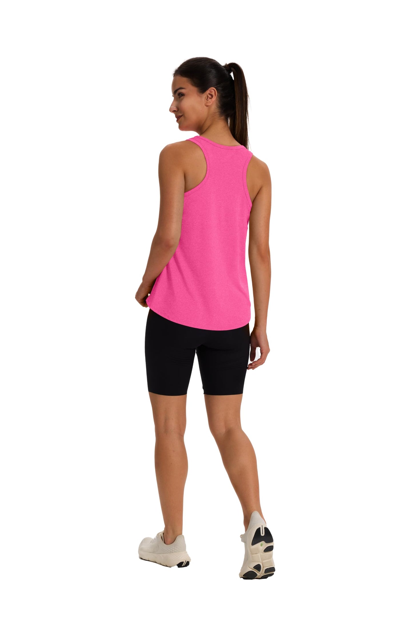 WIHOLL Workout Tops for Women Racerback Sleeveless Athletic Yoga Shirts Quick Dry Non Chafing Activewear Fitness Spring Fashion Clothing Hot Pink S