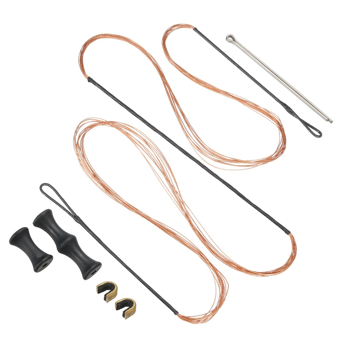 PATIKIL 56 Inch Bow String Replacement, Archery Bowstrings Accessories 12 Strands Bowstring with Finger Guard & 2 Brass Nock Points for Traditional Recurve Longbow, Black-Orange