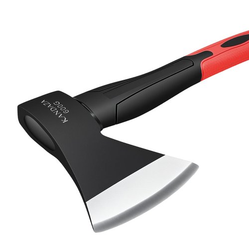 Camping Axe, 15” Small Outdoor Hatchet for Chopping Wood and Splitting, Forged Carbon Steel,Splitting Axe with Shock-Absorbing Fiberglass Handle, Non-Slip Grip for Outdoor Survival