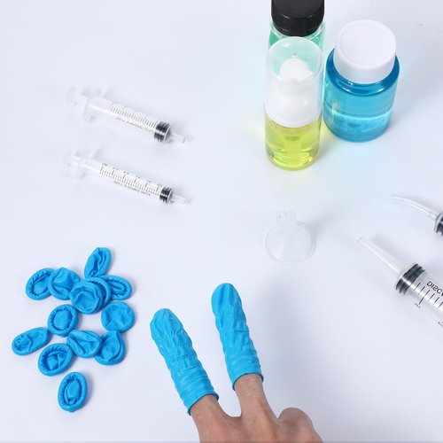 Kifmurase 400 PCS Large Disposable Nitrile Finger Cots, Non-allergenic No Powder Finger Protectors, Finger Covers for Beauty, Manicure, Massage, Electronic Repair (Blue)